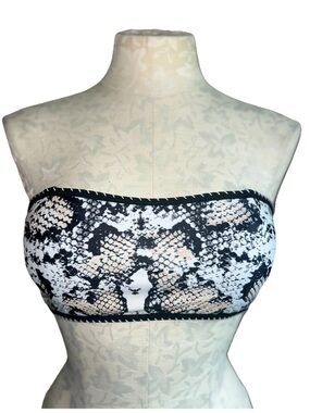 ZAFUL Snakeskin Bandeau Bikini Top Lace Up Corset Back Size Small US 4